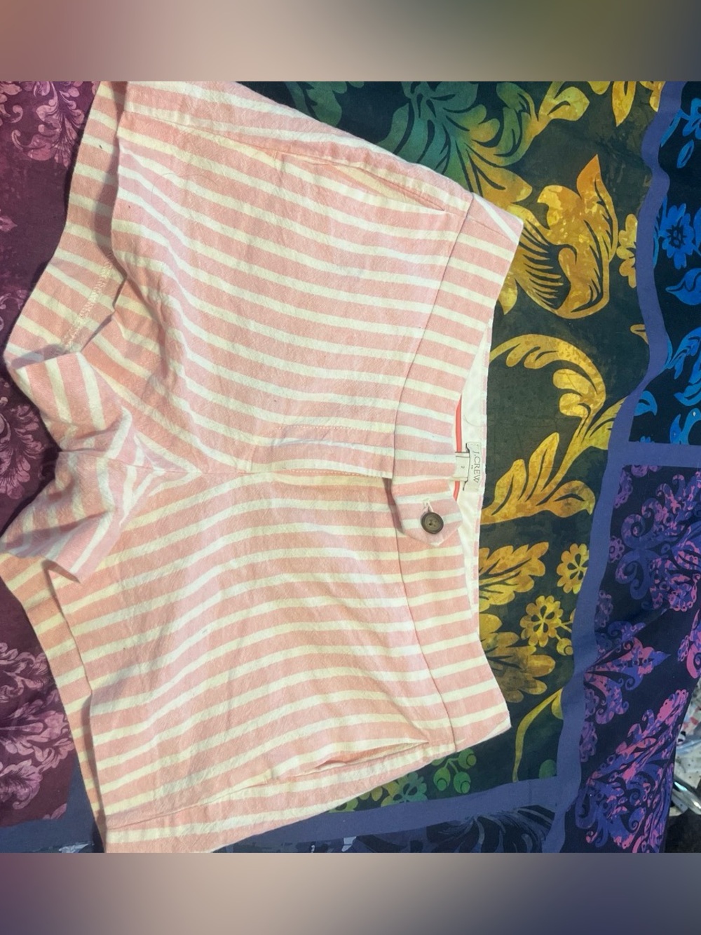 J. Crew Pink and White Striped Cotton Shorts